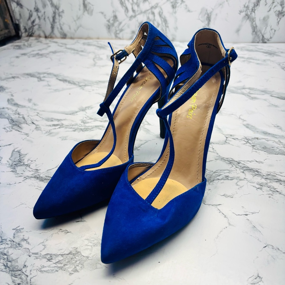Dream Pairs Cobalt Blue Pointed Toe Strappy High Heels size 9